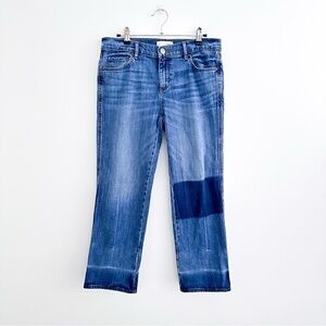 Loft Straight Crop Patch Denim Jeans